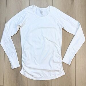 Athleta Womens M White Seamless Long Sleeve Performance Top Stretch Activewear